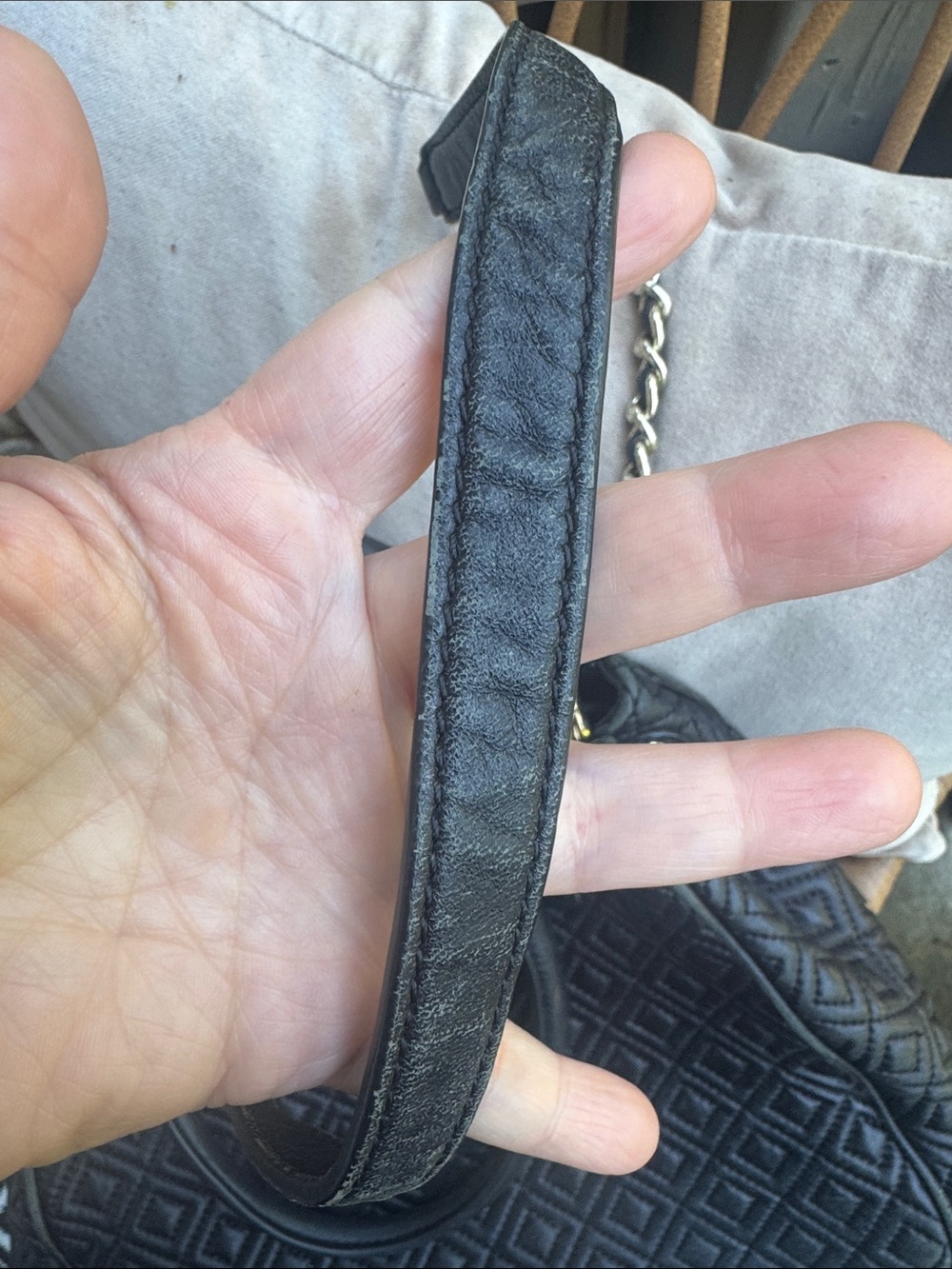 Tory Burch Black Quilted Satchel with Gold Chain-Trim - Picture 6 of 11